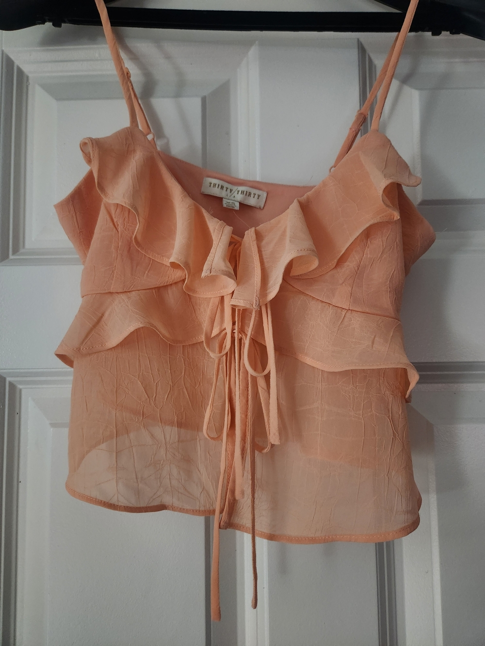 Peach-colored Thirty/Thirty ruffle Crop top Size XS